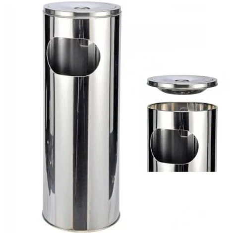 HI Poubelle Cendrier Argenté 58 Cm - Argent