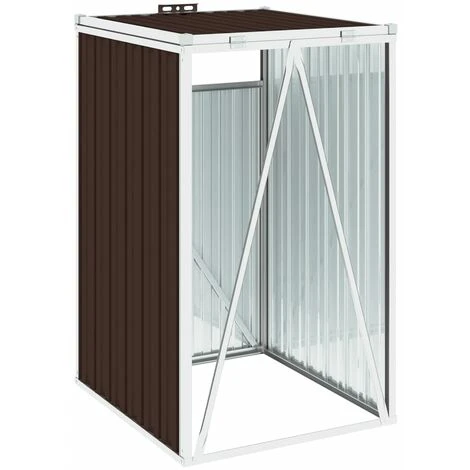VidaXL Abri De Poubelle Marron 72x81x121 Cm Acier - Brun – Image 4
