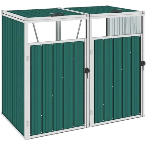 VidaXL Abri De Poubelle Double Vert 143x81x121 Cm Acier - Vert