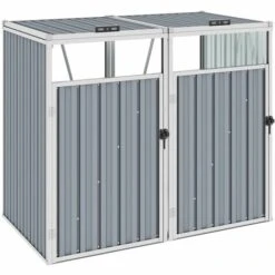VidaXL Abri De Poubelle Double Gris 143x81x121 Cm Acier - Gris
