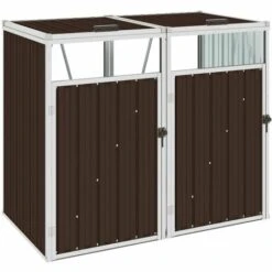 VidaXL Abri De Poubelle Double Marron 143x81x121 Cm Acier - Brun