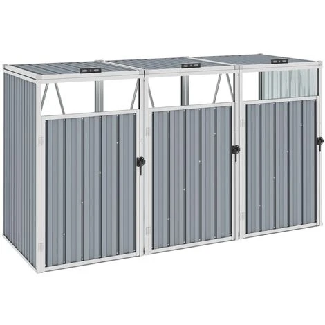 VidaXL Abri De Poubelle Triple Gris 213x81x121 Cm Acier - Gris