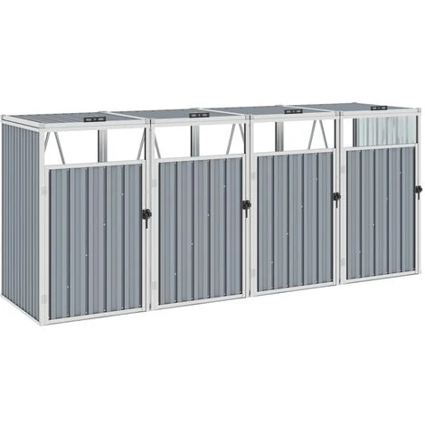 VidaXL Abri De Poubelle Quadruple Gris 286x81x121 Cm Acier - Gris