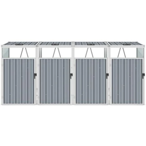 VidaXL Abri De Poubelle Quadruple Gris 286x81x121 Cm Acier - Gris – Image 2