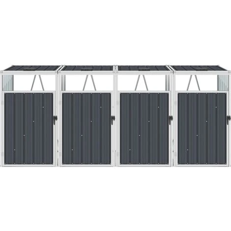 VidaXL Abri De Poubelle Quadruple Anthracite 286x81x121 Cm Acier - Anthracite – Image 2