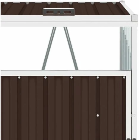 VidaXL Abri De Poubelle Quadruple Marron 286x81x121 Cm Acier - Brun – Image 4