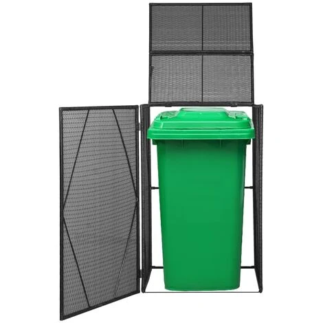 VidaXL Abri De Poubelle Simple Noir 76x78x120 Cm Résine Tressée - Noir – Image 4