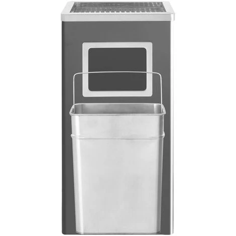 Topdeal Poubelle à Cendrier D'Hôtel 45 L Acier Noir – Image 4