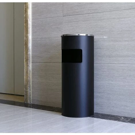 BATHRINS Cendrier Extérieur Intérieur sur Pied Poubelle en Acier Noir Chormé 12 L – Image 5