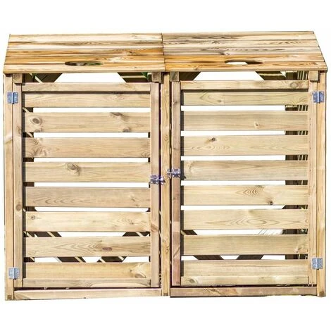 Habrita Cache Poubelle Bois Autoclavé DOUBLE