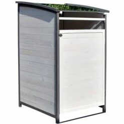 Melko Boîte à Poubelle Boîte Simple 120 Litres En Bois Anthracite/blanc 73 X 85 X 127 Cm, Y Compris Paroi Arrière