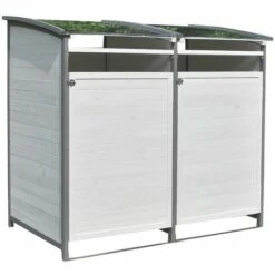 Melko Poubelle 240 Litres En Bois Anthracite/blanc 140 X 85 X 127 Cm, Avec Paroi Arrière