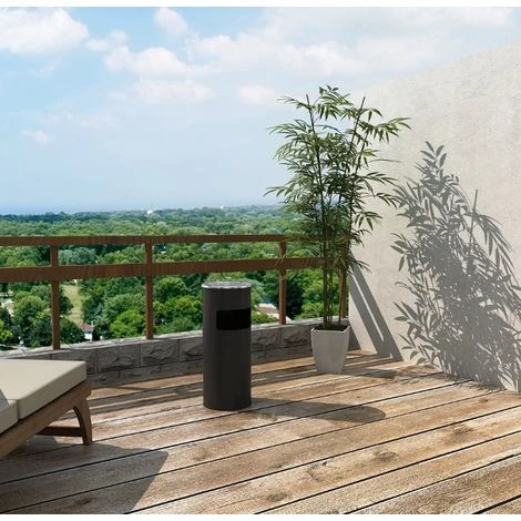 BATHRINS®30L Poubelle En Acier Inoxydable Avec Cendrier 25*25*60cm Noir – Image 2