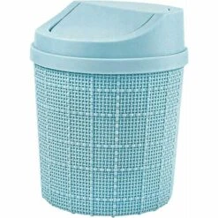 BARES 1,5L Mini Poubelle, Mini Poubelle De Bureau, Avec Poubelle Et Couvercle Pivotant, Pour Chambre,Salle,Cuisine,Véhicule (Bleu)