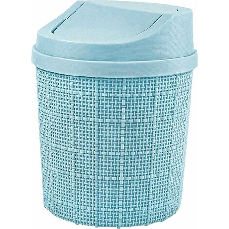 BARES 1,5L Mini Poubelle, Mini Poubelle De Bureau, Avec Poubelle Et Couvercle Pivotant, Pour Chambre,Salle,Cuisine,Véhicule (Bleu)
