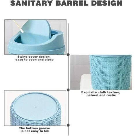 BARES 1,5L Mini Poubelle, Mini Poubelle De Bureau, Avec Poubelle Et Couvercle Pivotant, Pour Chambre,Salle,Cuisine,Véhicule (Bleu) – Image 5