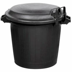 Poubelle D'immeuble Renforcée 75 L Avec Couvercle Verrouillable Aluminium Et Plastique - Noir