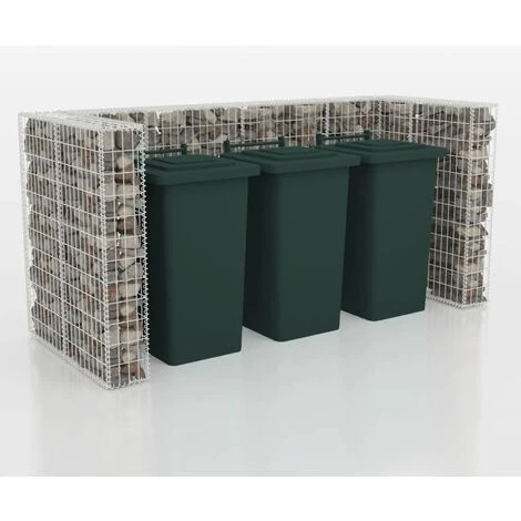 TRUE DEAL Cadre De Gabion De Poubelle Triple Acier 250 X 100 X 120 Cm – Image 3