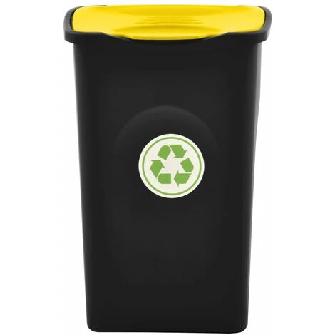TRUE DEAL Poubelle Avec Couvercle à Charnière 50 L Noir Et Jaune – Image 3
