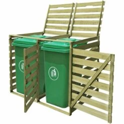 TRUE DEAL Abri Pour Poubelle Double 240 L Bois Imprégné