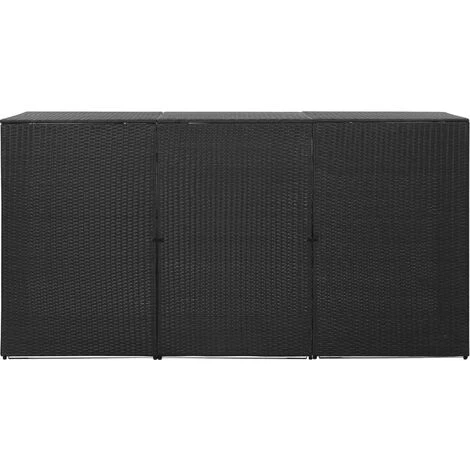 TRUE DEAL Abri Pour Poubelle Triple Noir 229x78x120 Cm Résine Tressée – Image 2