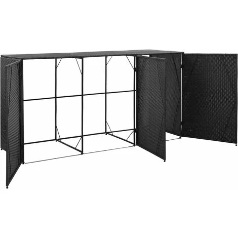 TRUE DEAL Abri Pour Poubelle Triple Noir 229x78x120 Cm Résine Tressée – Image 4