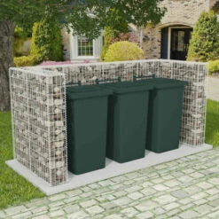 ASUPERMALL Cadre De Gabion De Poubelle Triple Acier 250 X 100 X 120 Cm