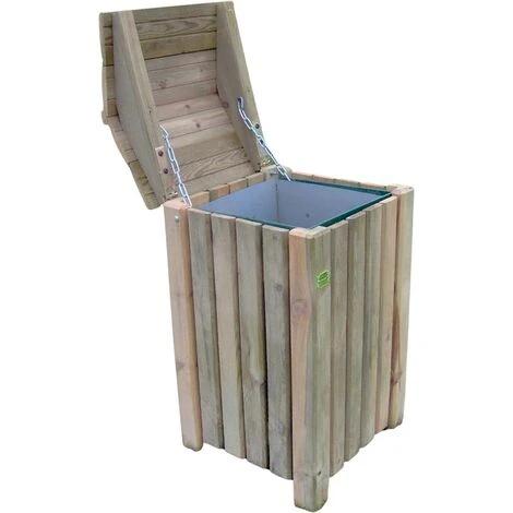 SAUVEGARDE58 Poubelle De Jardin En Bois 80 Litres En Pin Naturel - Naturel