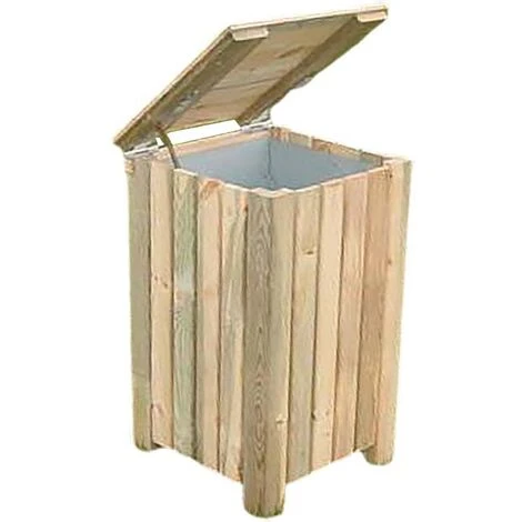 SAUVEGARDE58 Poubelle De Jardin En Bois 80 Litres En Douglas Naturel - Naturel