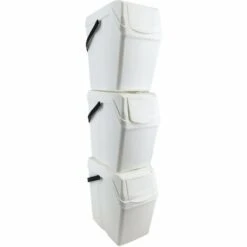 Prosperplast Set 3 Poubelles De Recyclage Avec Capacité De 75 Litres En Blanc - Blanc