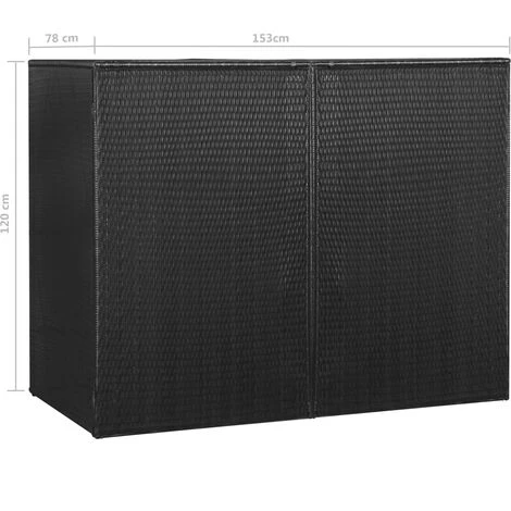 ASUPERMALL Abri Pour Poubelle Double Noir 153x78x120 Cm Resine Tressee – Image 2