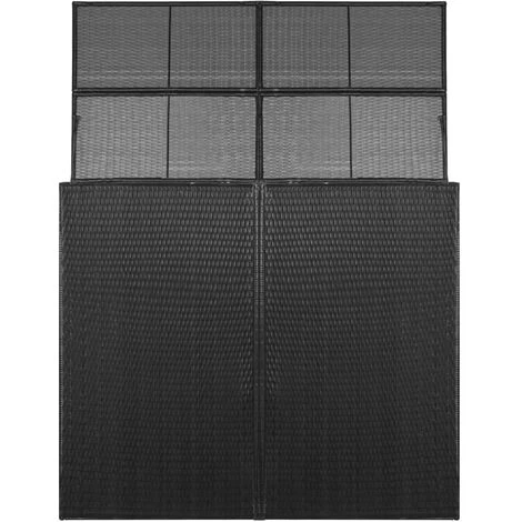 ASUPERMALL Abri Pour Poubelle Double Noir 153x78x120 Cm Resine Tressee – Image 4
