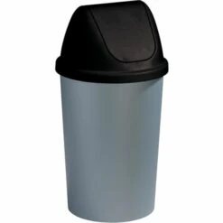 SUNWARE Poubelle 45 L Avec Couvercle Bombé Twinga Noir - Gris