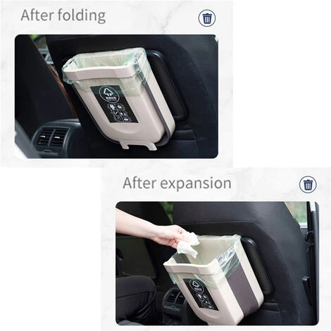 HAPPYSHOPPING Poubelle Suspendue, Poubelle De Cuisine Portable, Poubelle Suspendue Dans La Voiture, Grand Kaki - Grand Kaki – Image 4