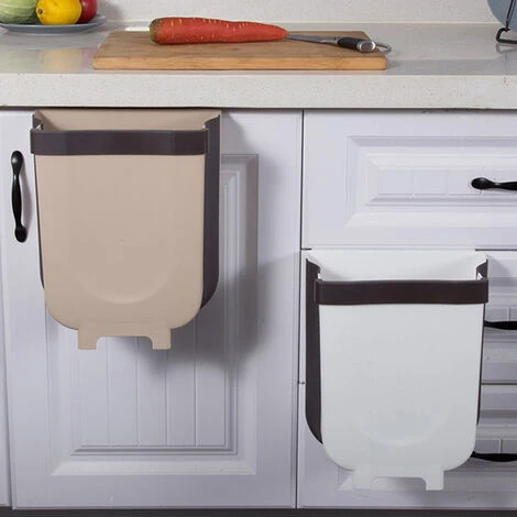 HAPPYSHOPPING Poubelle Suspendue, Poubelle De Cuisine Portable, Poubelle Suspendue Dans La Voiture, Grand Kaki - Grand Kaki – Image 5