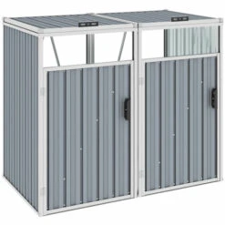 ASUPERMALL Abri De Poubelle Double Gris 143x81x121 Cm Acier