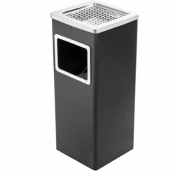 PrimeMatik - Poubelle Rectangulaire Avec Cendrier Couleur Noir