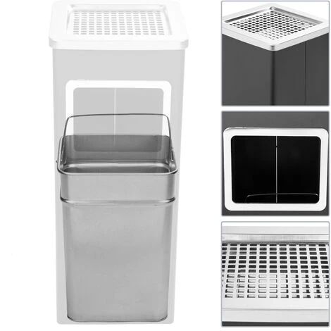 PrimeMatik - Poubelle Rectangulaire Avec Cendrier Couleur Noir – Image 3