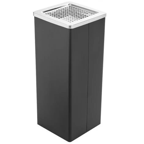 PrimeMatik - Poubelle Rectangulaire Avec Cendrier Couleur Noir – Image 4