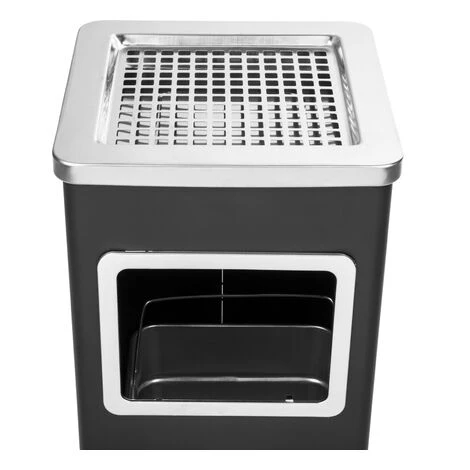 PrimeMatik - Poubelle Rectangulaire Avec Cendrier Couleur Noir – Image 5