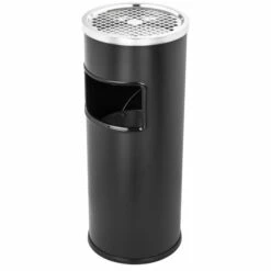 PrimeMatik - Poubelle Circulaire Avec Cendrier Couleur Noir