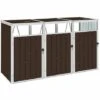 TRUE DEAL Abri De Poubelle Triple Marron 213x81x121 Cm Acier