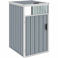 ASUPERMALL Abri De Poubelle Gris 72x81x121 Cm Acier