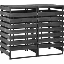 VidaXL Abri De Poubelle Double 140x75x121 Cm Bois De Pin Massif Peint - Gris