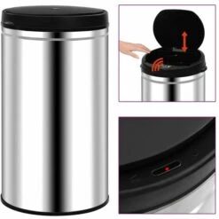 TRUE DEAL Poubelle à Capteur Automatique 60 L Acier Inoxydable