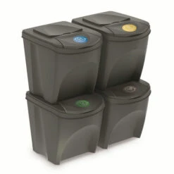 Prosperplast Lot De 4 Cubes De Recyclage 100 L Sortibox En Plastique Gris 4 X 25 L - Gris
