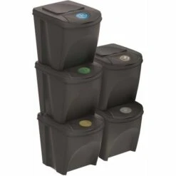 Prosperplast Lot De 5 Cubes De Recyclage 125 L Sortibox En Plastique Anthracite 5 X 25 L - Anthracite