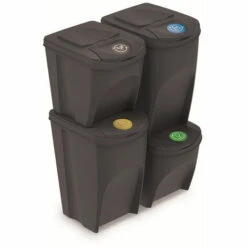 Prosperplast Lot De 4 Bacs Recyclage (2x35L Et 2x25L) Sortibox Plastique Anthracite - Anthracite