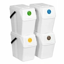 Prosperplast Lot De 4 Cubes De Recyclage 100 L Sortibox En Plastique Blanc 4 X 25 L - Blanc
