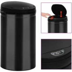 TRUE DEAL Poubelle à Capteur Automatique 40 L Acier Au Carbone Noir